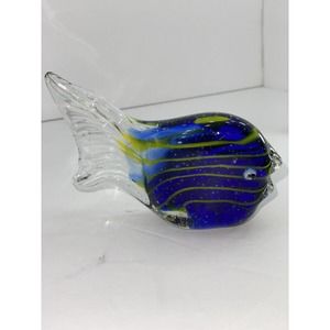 Art Glass Blue/Yellow 4” Fish